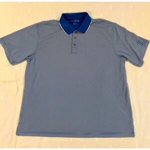 Champions Tour Mens Golf Polo Shirt XXL Blue White Striped Short Sleeve